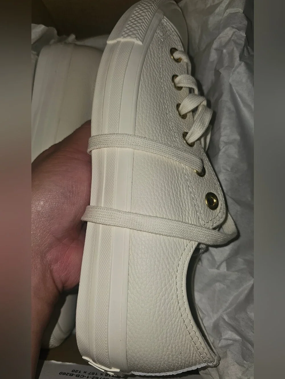 Converse Cream Leather Low Top Sneakers with Gold Logo
